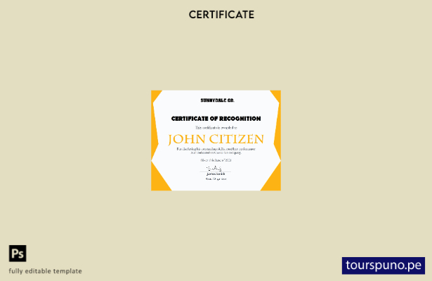 Plantilla de certificado de reconocimiento de EE. UU. lista para imprimir 1